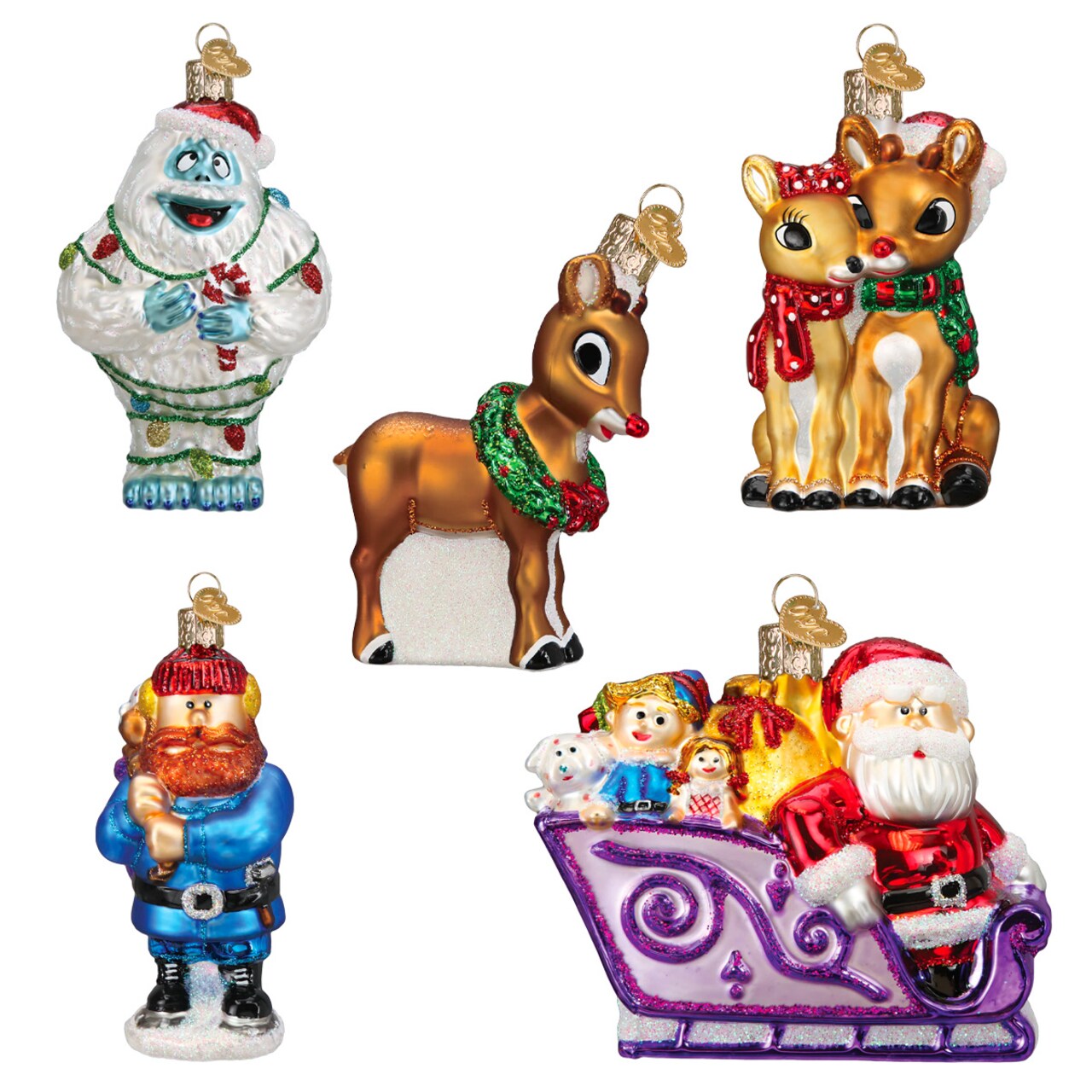 Old World Christmas: Rudolph The Red Nosed Reindeer Hanging Ornaments, Set of 5